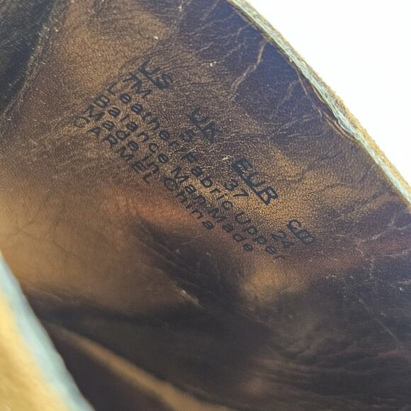 Carlos Santana Wedge 7M Slide Sandal Tan Brown Suede Boho Western 5"H NOS - Picture 5 of 6